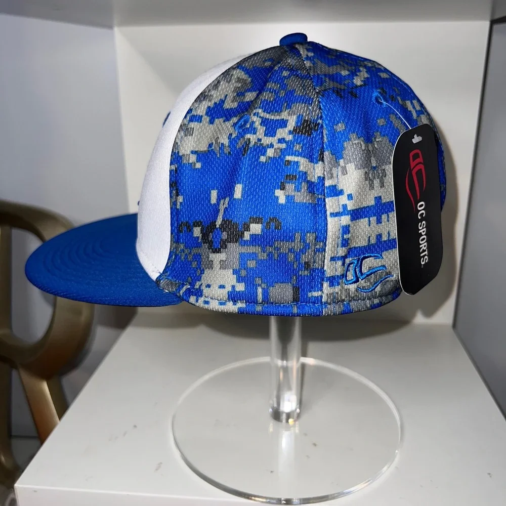 NWT‎ Sugarland Sketters Blue Camo Fitted Hat Baseball Cap Moisture Wicking S/M